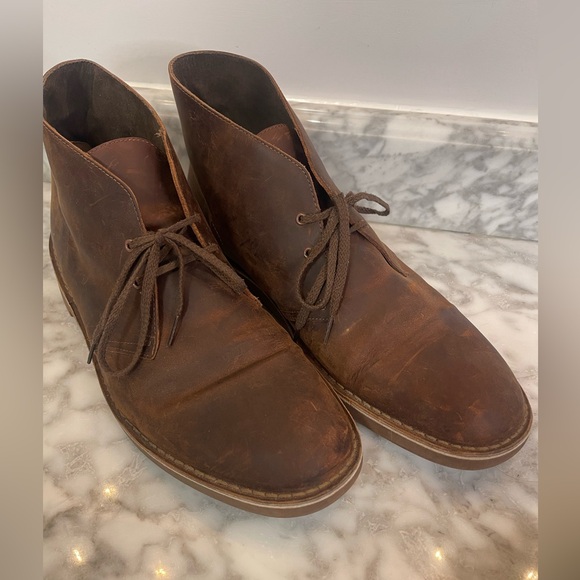 Clarks Bushacre 2 Men’s Chukka Boots Brown Leather Size 15M Desert Casual - Picture 1 of 10